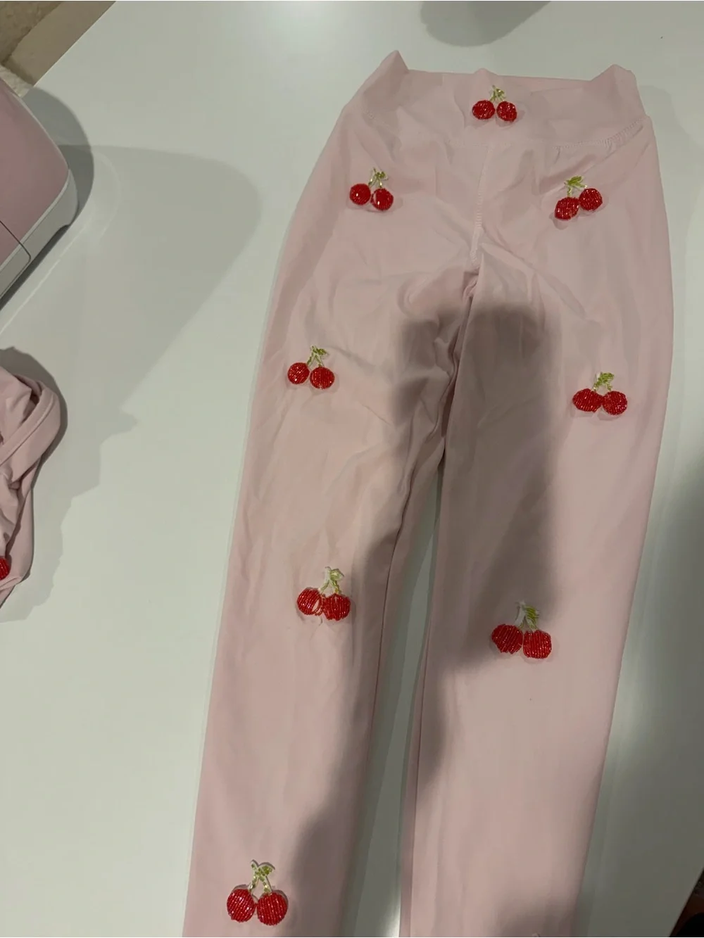 Lola + The Boys Cherry Beaded Athletic Tank & Legging Set Size 10 EUC